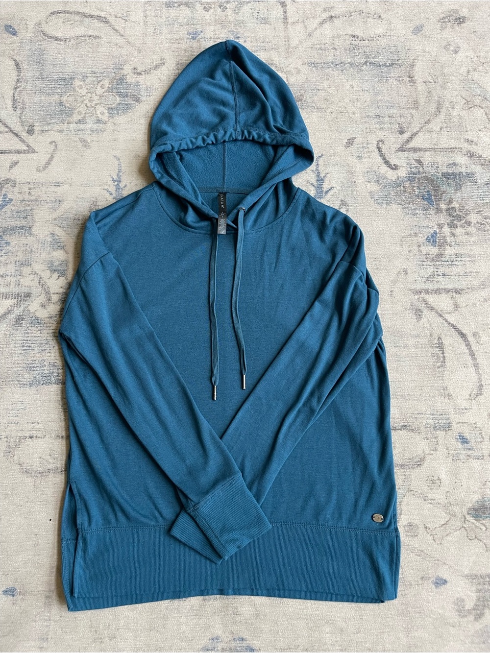 Gaiam Zen Flex Slouchy Pullover Hoodie Teal Size Small